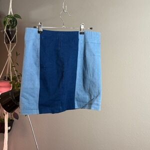 Le Lis Collection Denim Mini Skirt Blue Colorblock Casual Women's Medium
